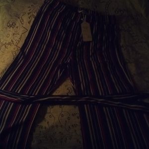 Black, white, red striped capris